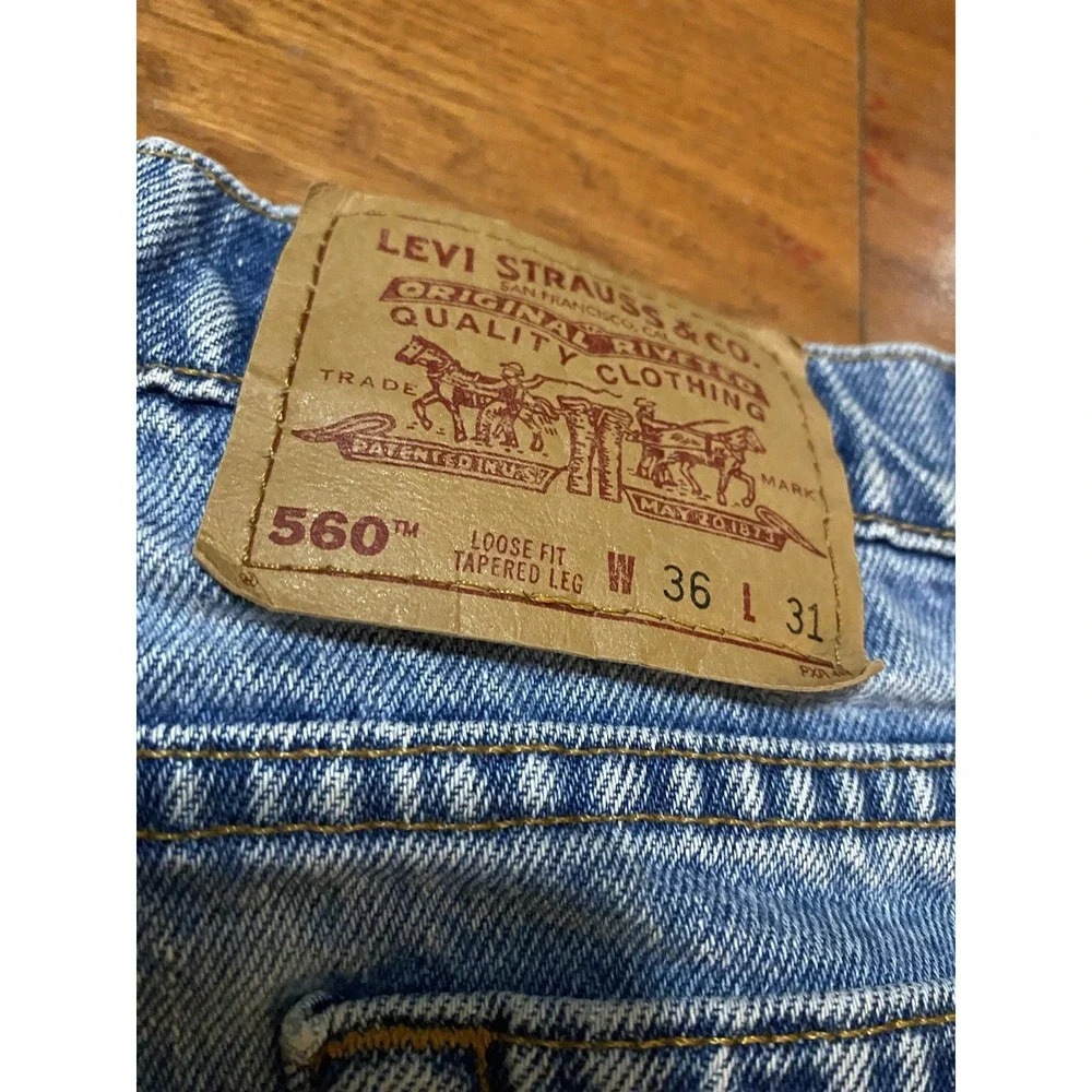 Vintage 90s Levis 560 Loose Tapered Jeans‎ Mens 36X31 Blue (35x30.5) Made In USA